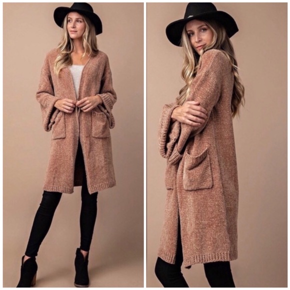 January Summer Sweaters - ❄️LAST3️⃣//MOCHA CHENILLE LONG CARDIGAN